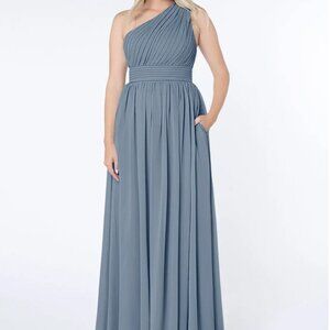 Azazie A-Line One Shoulder Molly Style Prom - Bridesmaid Dress - Twilight Blue